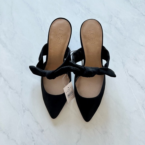Loft Pointy Toe Faux Suede Tie Mule Pumps Size 9 NWT - Picture 2 of 5